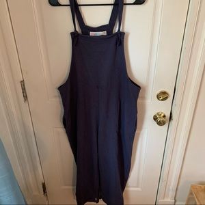 Free People Navy Overalls w Tie Straps & Pockets